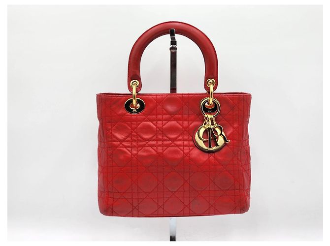 Borsa in pelle rossa Dior Lady Dior - vista 3
