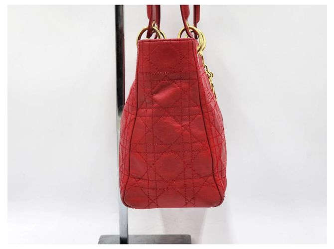 Borsa in pelle rossa Dior Lady Dior - vista 4