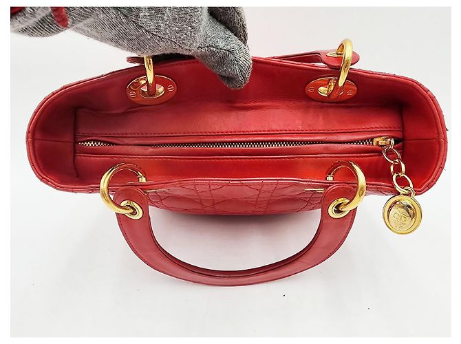Borsa in pelle rossa Dior Lady Dior - vista 8