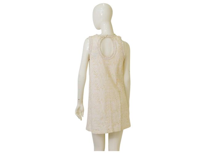 Vestido mini de verano sin mangas Milly de algodón broderie Crema Crudo - vista 2