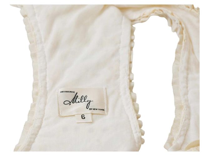 Vestido mini de verano sin mangas Milly de algodón broderie Crema Crudo - vista 4