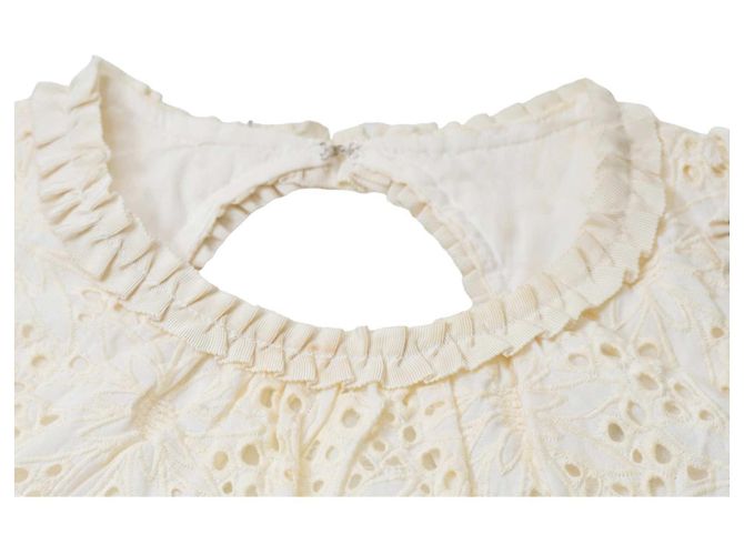 Vestido mini de verano sin mangas Milly de algodón broderie Crema Crudo - vista 5