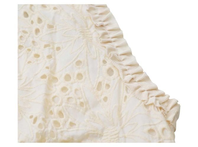 Vestido mini de verano sin mangas Milly de algodón broderie Crema Crudo - vista 6