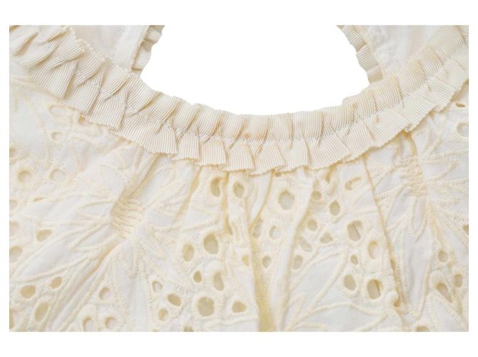 Vestido mini de verano sin mangas Milly de algodón broderie Crema Crudo - vista 8