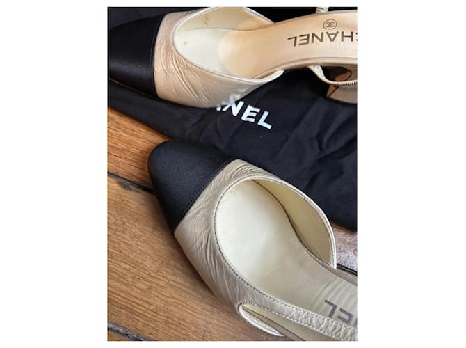 Slingback CHANEL Nero Beige - vista 9