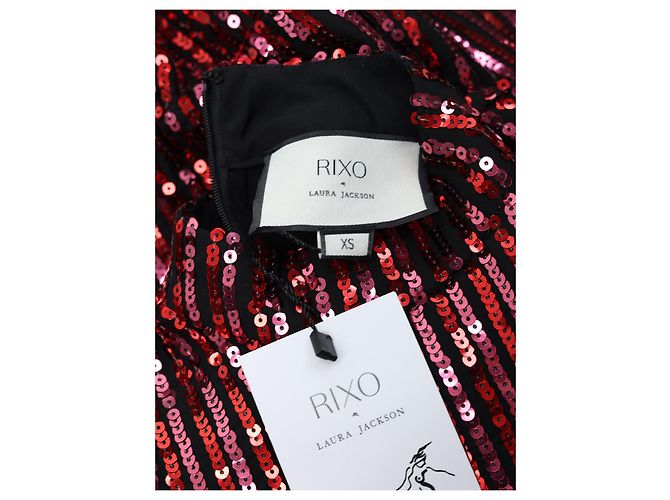 Autre Marque Abito RIXO Rosso Borgogna Maniche Lunghe Paillettes Bordò - vista 2