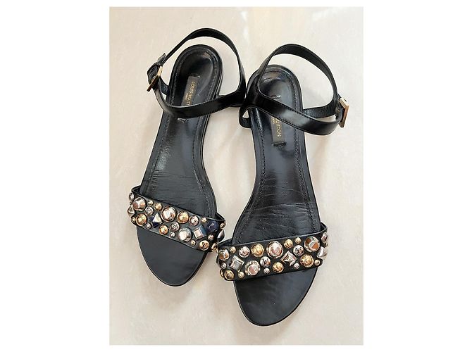 Sandali Louis Vuitton in pelle nera Nero - vista 10