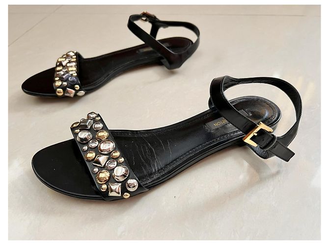 Sandali Louis Vuitton in pelle nera Nero - vista 9