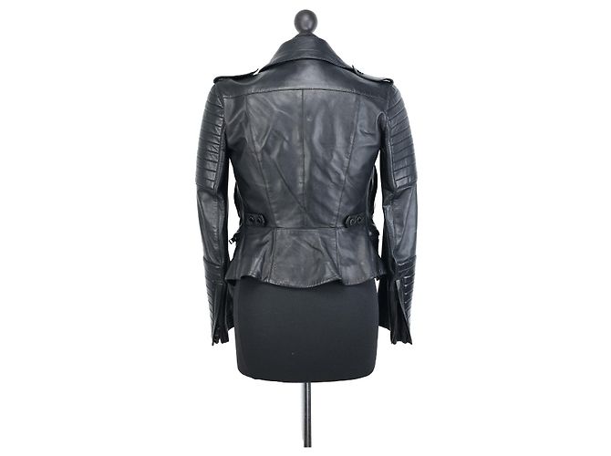 Burberry Black Leather Biker Jacket - view 2