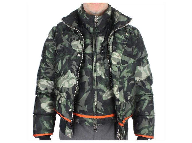 Alexander McQueen Short Down Jacket Orange Dark green - view 4