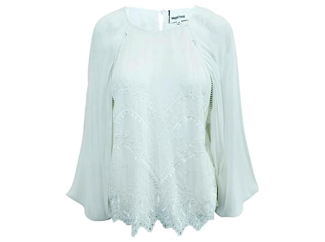 Magali Pascal Ivory Laser Cut Blouse White Cream - view 2