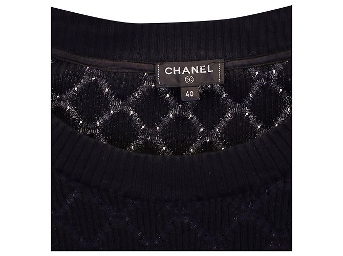 Timeless Chanel CC Sweatshirt aus marineblauer Baumwolle - Ansicht 2