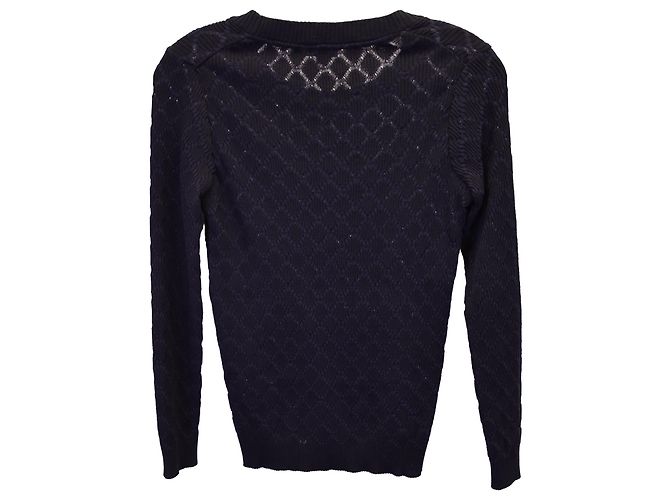 Timeless Chanel CC Sweatshirt aus marineblauer Baumwolle - Ansicht 3