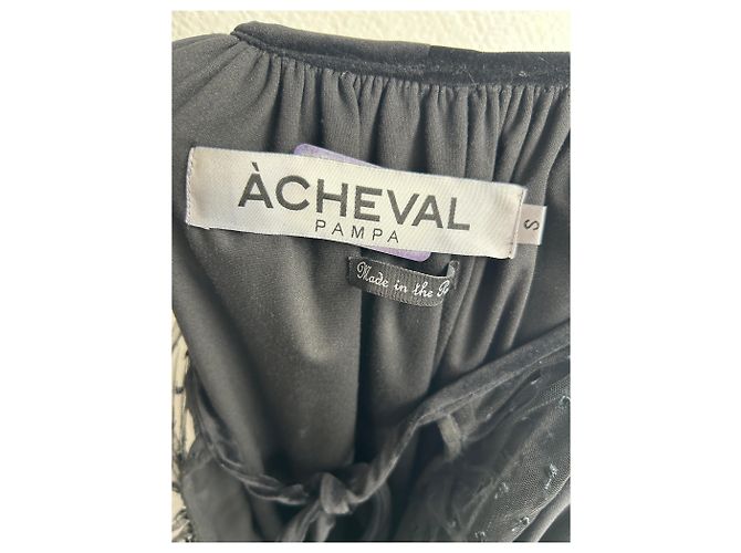 Autre Marque Àcheval Pampa Kleid T.International S Samt Schwarz - Ansicht 6