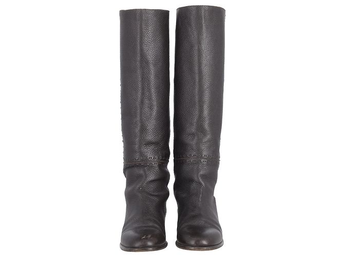 Botas Fendi na altura do joelho em couro preto - vista 2