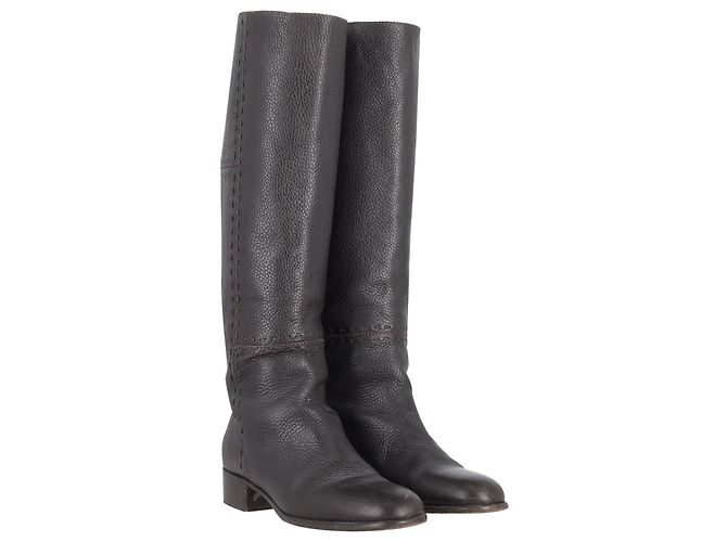 Botas Fendi na altura do joelho em couro preto - vista 3