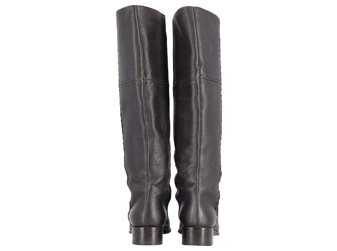 Botas Fendi na altura do joelho em couro preto - vista 4