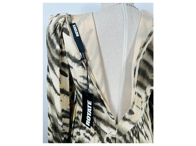 Autre Marque Rotate Leichtes Jacquard Minikleid Beige Mehrfarben - Ansicht 6