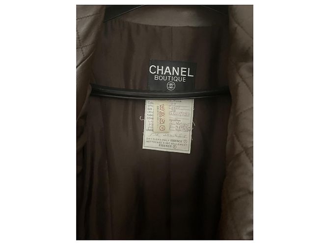 Cambon Chanel 92A Giacca Museu Tweed & Pelle Nera 38 Marrone - vista 4