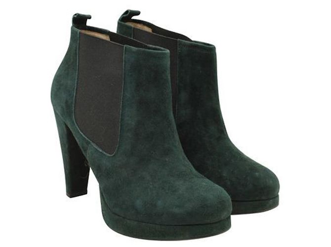 Ganni Botines Fiona de ante verde - vista 2