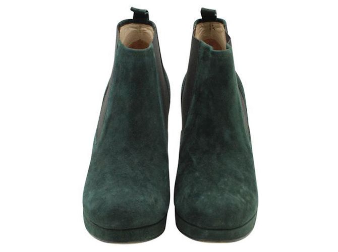 Ganni Botines Fiona de ante verde - vista 3