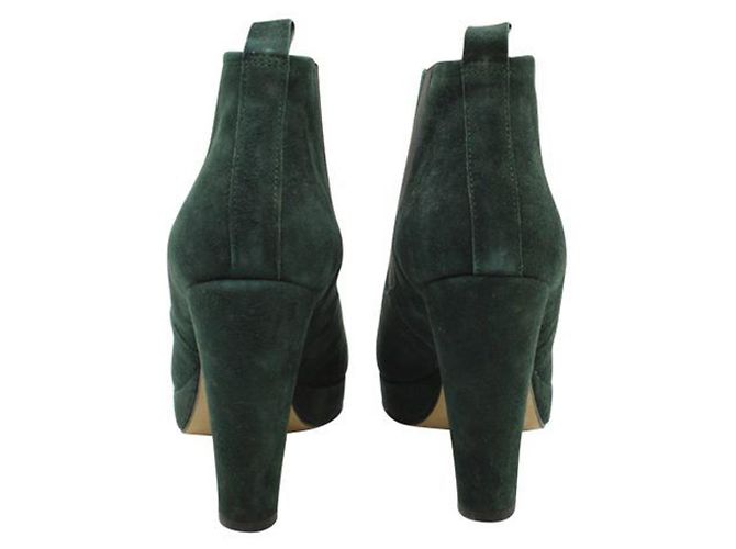 Ganni Botines Fiona de ante verde - vista 4