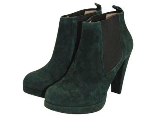 Ganni Botines Fiona de ante verde - vista 6