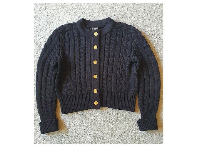 Chanel Zopfmuster-Strickjacke Schwarz - Ansicht 4