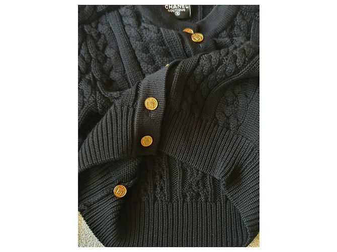 Chanel Zopfmuster-Strickjacke Schwarz - Ansicht 8