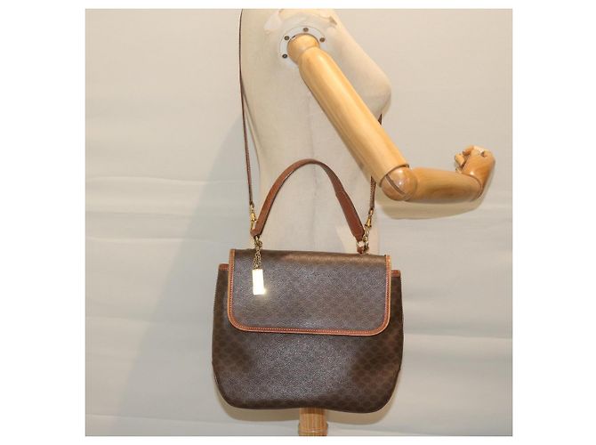 Céline CELINE Macadam Canvas Handtasche PVC Leder 2Weise Brown Auth 62941 Braun - Ansicht 24