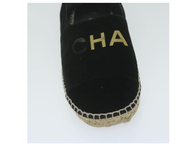 CHANEL Décolleté Scarpe Velluto 38 Nero CC Auth bs10973 - vista 13
