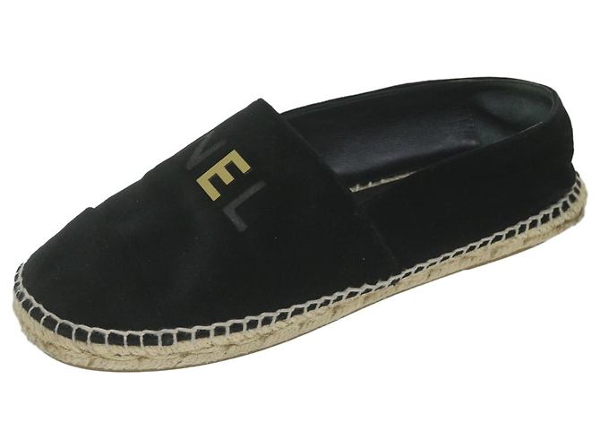 CHANEL Décolleté Scarpe Velluto 38 Nero CC Auth bs10973 - vista 3
