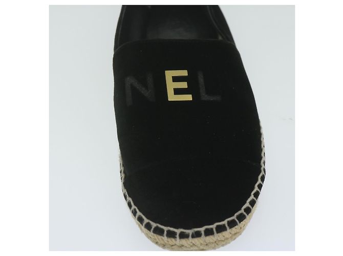 CHANEL Décolleté Scarpe Velluto 38 Nero CC Auth bs10973 - vista 4