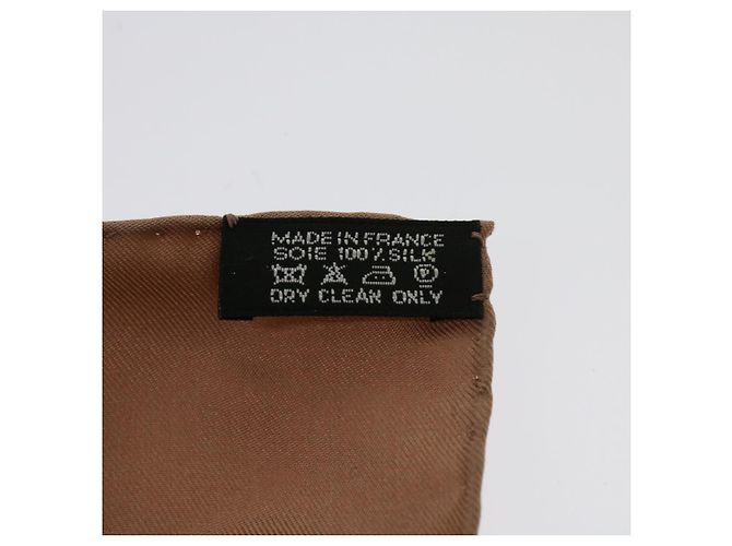 Hermès HERMES CARRE 90 CHEVAUX ARABES Sciarpa Seta Marrone Auth am5302 - vista 15