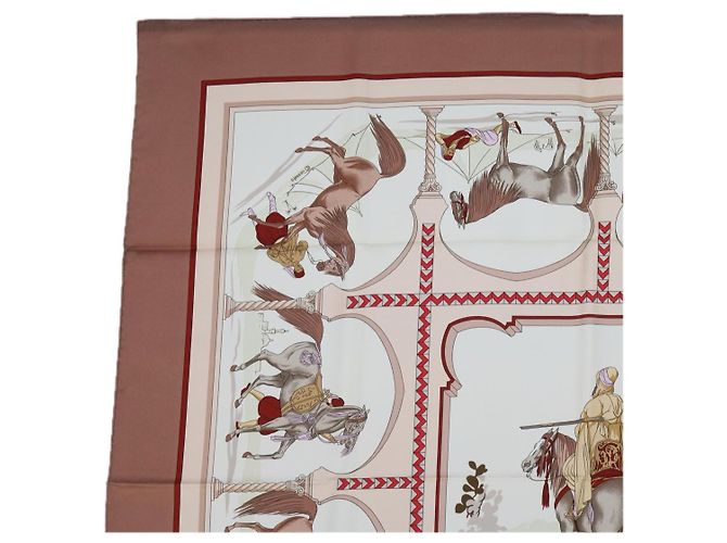 Hermès HERMES CARRE 90 CHEVAUX ARABES Sciarpa Seta Marrone Auth am5302 - vista 2