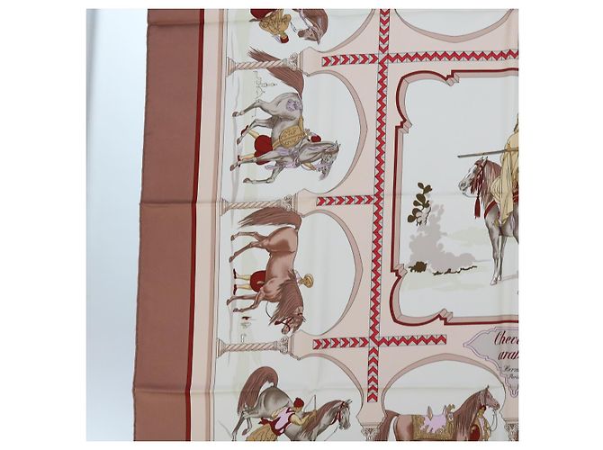 Hermès HERMES CARRE 90 CHEVAUX ARABES Sciarpa Seta Marrone Auth am5302 - vista 7