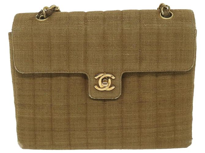 CHANEL Borsa a tracolla con catena Tela Marrone CC Auth 62565UN - vista 13