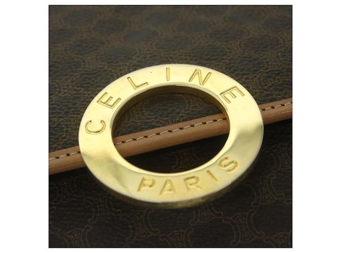 Céline CELINE Borsa a tracolla in tela Macadam in pelle PVC marrone Auth ar11188B - vista 17