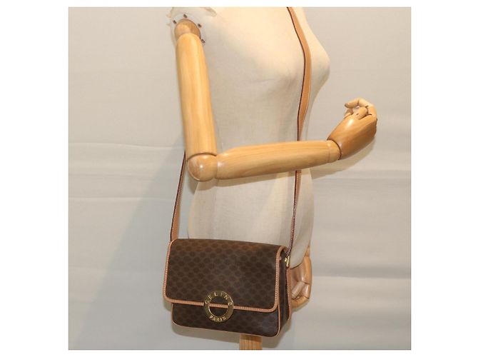 Céline CELINE Borsa a tracolla in tela Macadam in pelle PVC marrone Auth ar11188B - vista 21