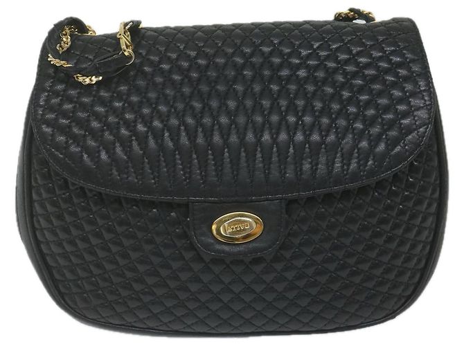 BALLY Borsa a tracolla con catena trapuntata Pelle Nera Auth am5550 Nero - vista 13