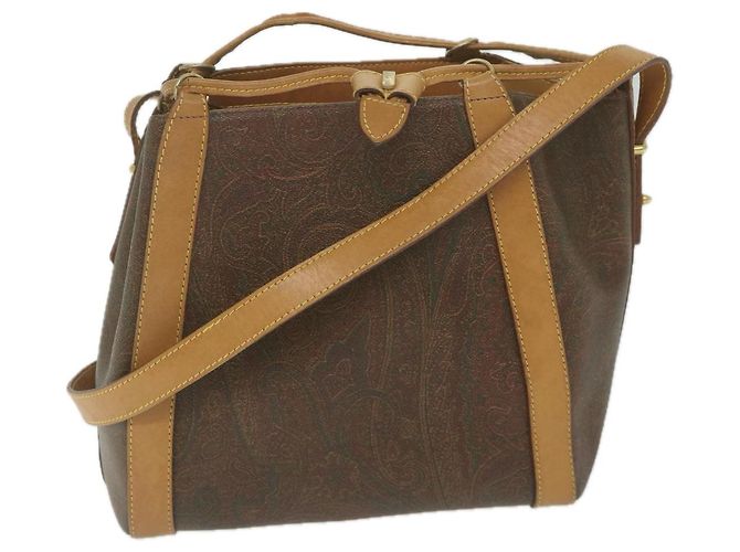 Borsa a spalla ETRO Pouch PVC 2 Set Marrone Rosso Auth am5330 - vista 2