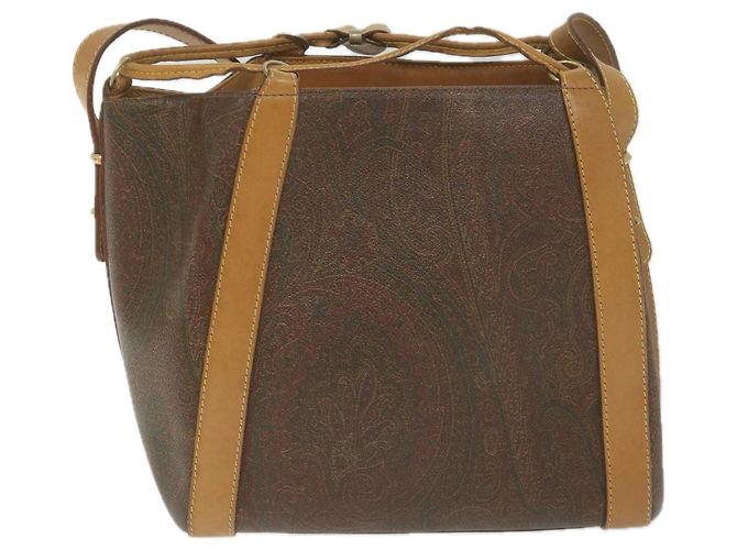 Borsa a spalla ETRO Pouch PVC 2 Set Marrone Rosso Auth am5330 - vista 3