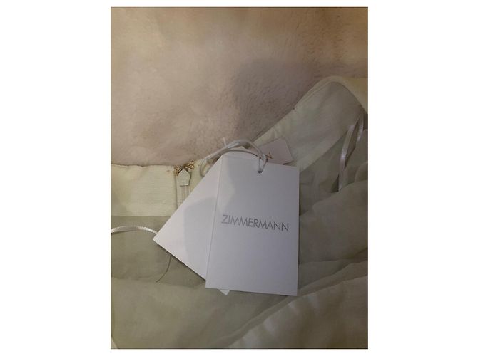 Zimmermann Saks Fifth Avenue Kleid aus Seide und Leinen Weiß Gelb - Ansicht 6