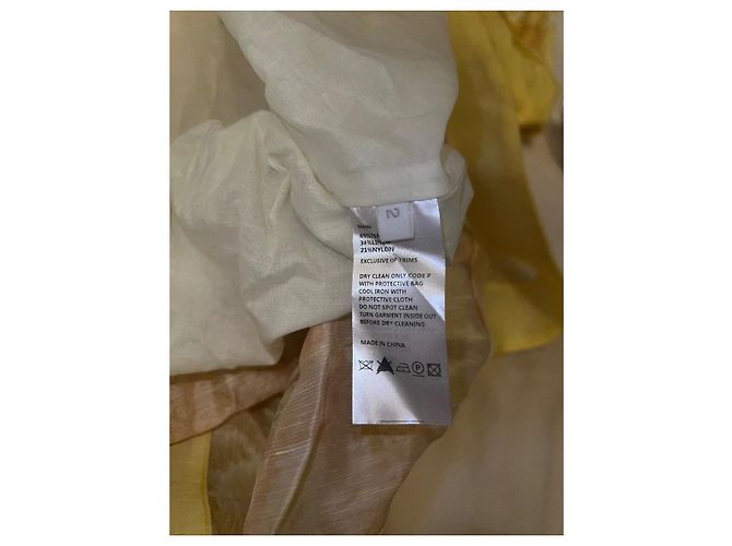 Zimmermann Saks Fifth Avenue Kleid aus Seide und Leinen Weiß Gelb - Ansicht 8