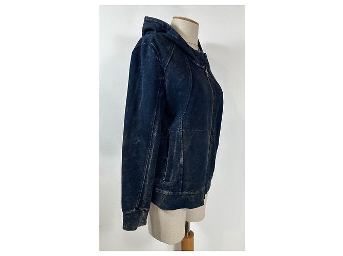 Helmut Lang Giacca con cappuccio blu - vista 2