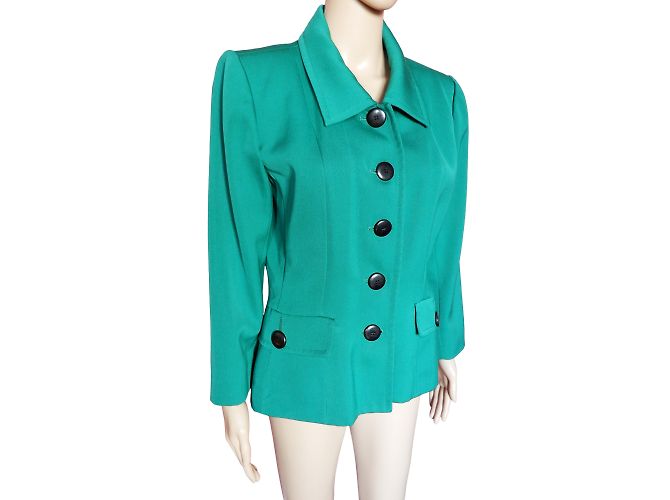 YVES SAINT LAURENT Giacche T.fr 40 WOOL Verde - vista 2