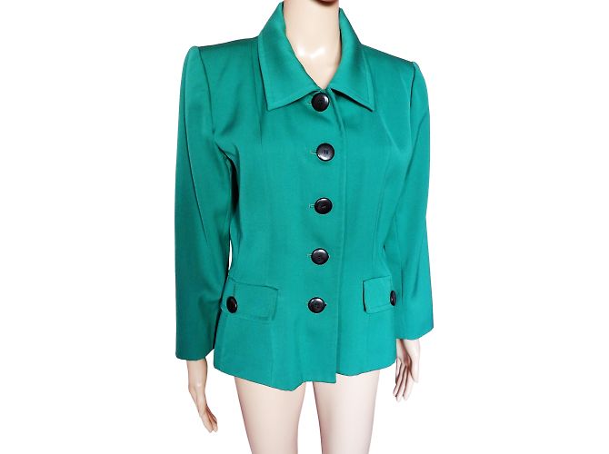 YVES SAINT LAURENT Giacche T.fr 40 WOOL Verde - vista 3
