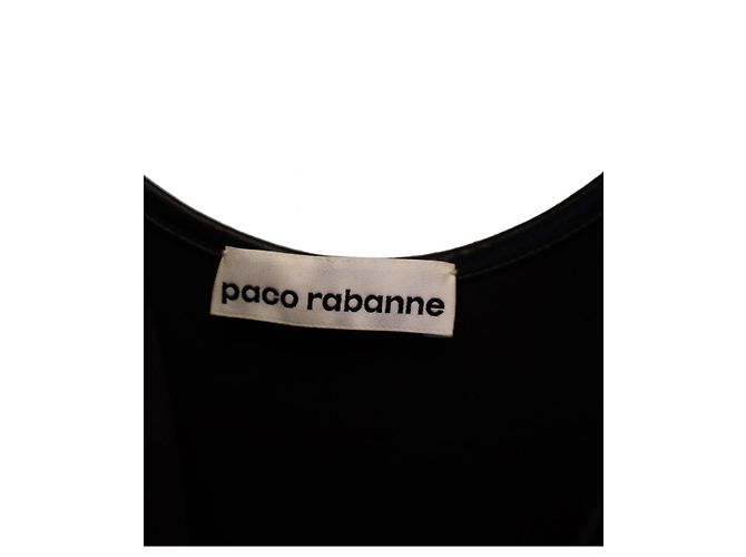 Paco Rabanne Mini-robe à encolure dégagée en viscose noire - vue 3