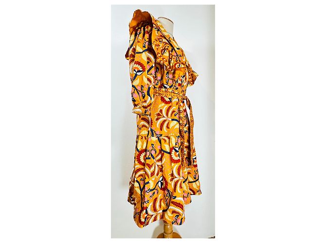 Autre Marque Vestido midi Farm Rio Yellow Palms Party de algodón Multicolor - vista 3
