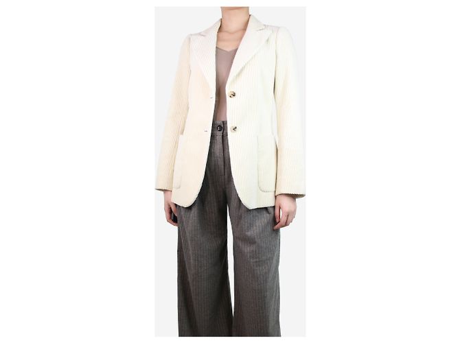 Bella Freud Cremefarbene Cordjacke – Größe UK 10 - Ansicht 3
